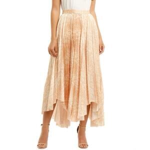 ACLER Hooper Satin Pleated Asymmetrical Midi Skirt in Cobra Size US 8